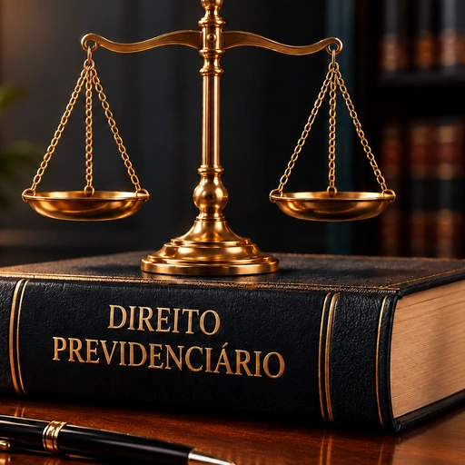 Balança dourada sobre livro Direito Previdenciário